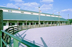 A view of the main riding ring, one of three, alongside the McLendon Hills Equestrian Center